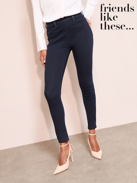Friends Like These Dark Blue Elasticated Waist Denim Jeggings (F51131) | €33