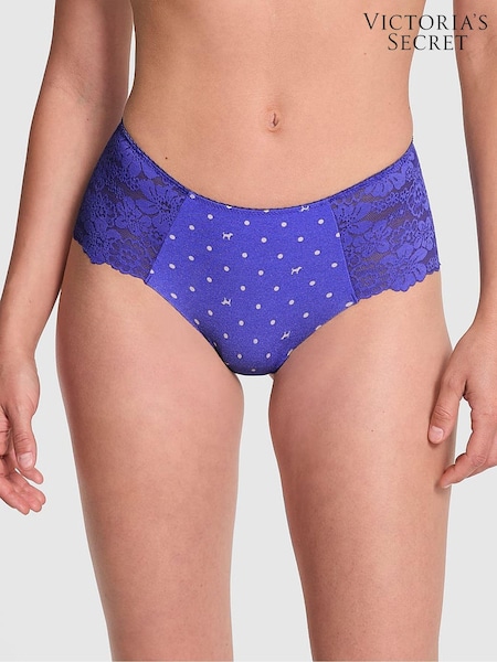 Victoria's Secret PINK Ultra Marine Blue Cheeky No Show Lace Trim Cheeky Knickers (F51184) | €10.50