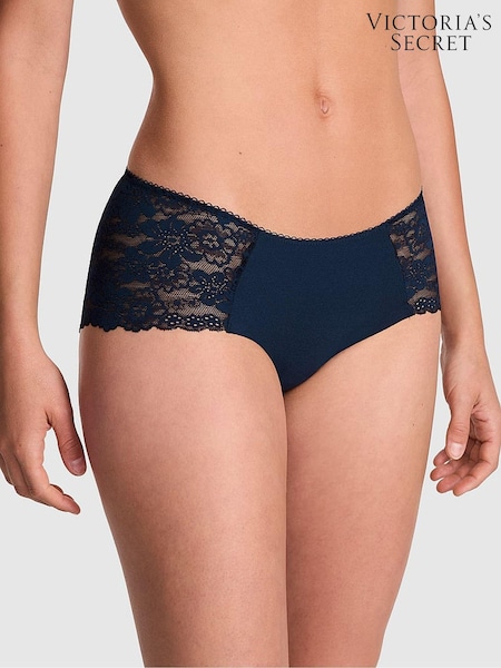 Victoria's Secret PINK Noir Navy Blue Hipster No Show Lace Trim Cheeky Knickers (F51210) | €10.50