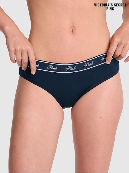 Victoria's Secret PINK Noir Navy Blue Hipster Cotton Logo Knickers (F51228) | €10.50