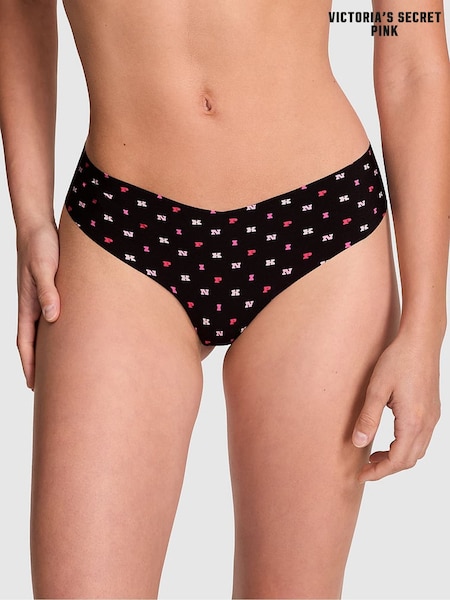 Victoria's Secret PINK Black Pink Print Thong No Show Thong Knickers (F51236) | €10.50