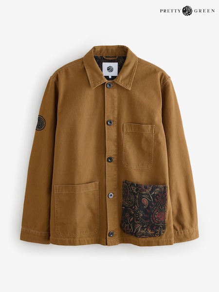 Pretty Green 100% Cotton Parthian Pocket Brown Overshirt (F51259) | 470 QAR