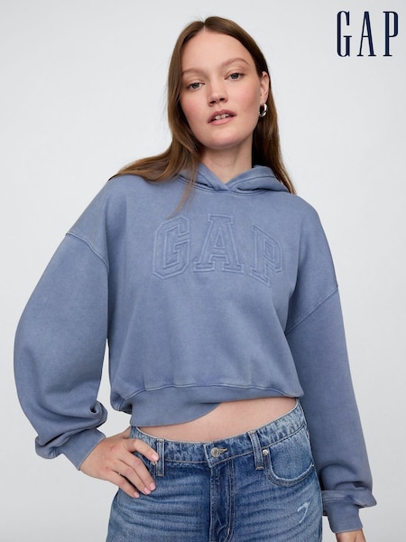 Gap Blue Vintage Soft Fleece-Lined Cropped Logo Hoodie (F51281) | €57