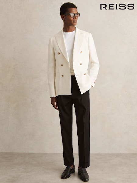 Reiss Black Cantwell Cotton-Blend Tapered Trousers (F51291) | €195