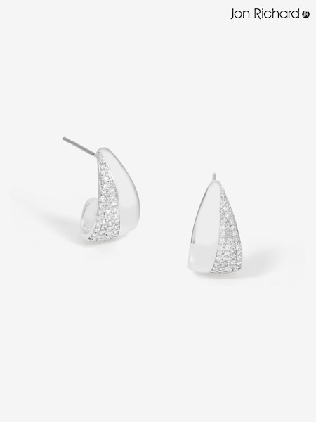 Jon Richard Silver Tone Micro Pave Polished Hoops (F51328) | €25