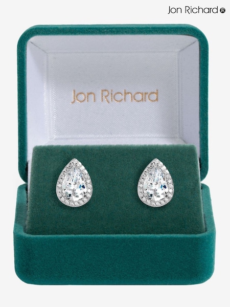 Jon Richard Silver Tone Cubic Zirconia Crystal Peardrop Stud Gift Boxed Earrings (F51330) | €25