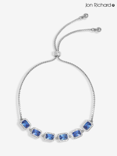 Jon Richard Silver Tone Cubic Zirconia Emerald Cut Sapphire Toggle Gift Boxed Bracelet (F51346) | €36