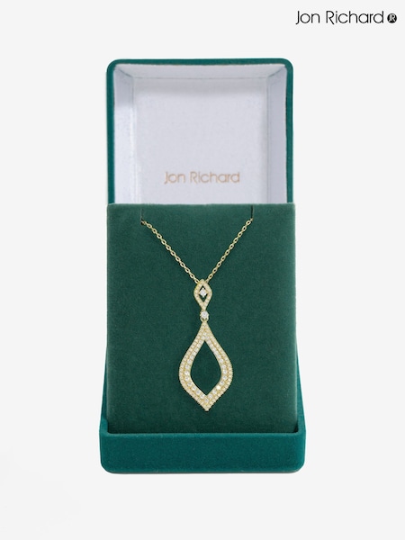 Jon Richard Gold Tone Cubic Zirconia Open Pear Pendant Necklace (F51352) | €37