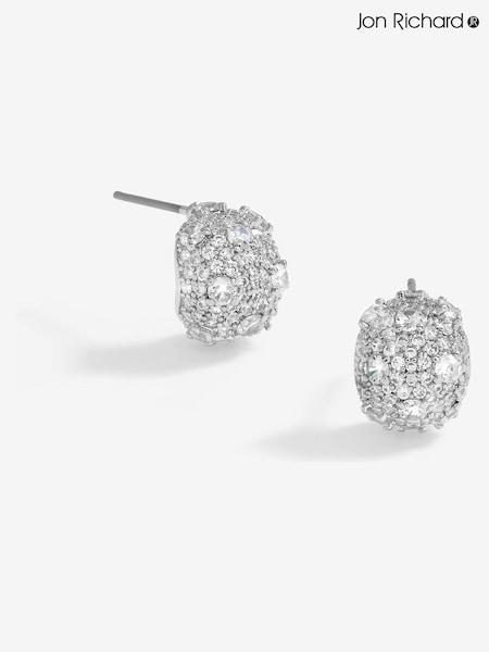 Jon Richard Silver Tone Cubic Zirconia Dome Earrings (F51356) | 99 QAR