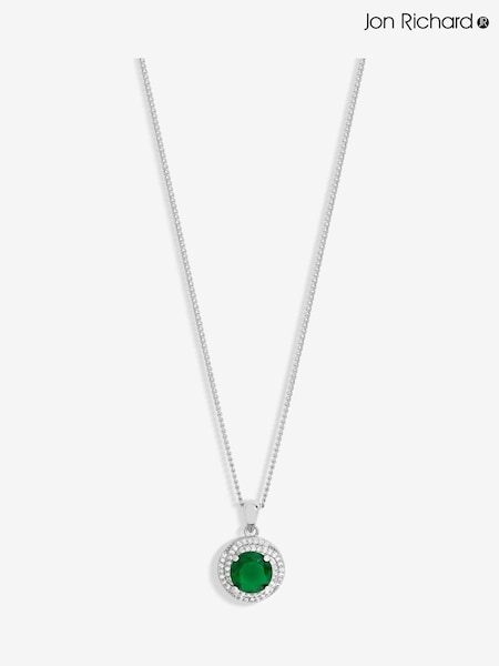 Jon Richard Silver Tone Cubic Zirconia Emerald Halo Gift Boxed Pendant (F51363) | €32