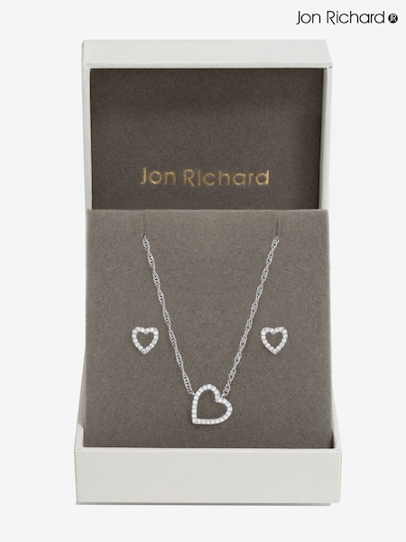 Jon Richard Silver Tone Cubic Zirconia Open Heart Set (F51365) | €32