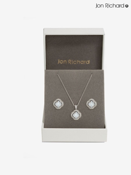 Jon Richard Silver Tone Cubic Zirconia Clover Set (F51369) | €32