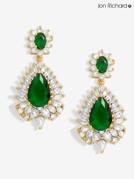 Jon Richard Gold Tone Cubic Zirconia Emerald Statement Earrings (F51373) | €32