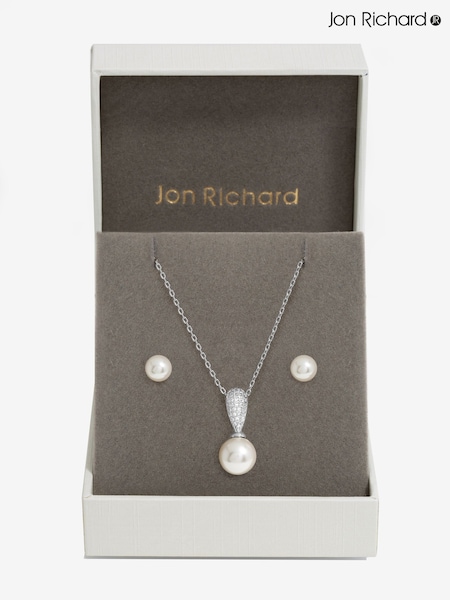 Jon Richard Silver Tone Cubic Zirconia Pearl Set (F51379) | R$ 245