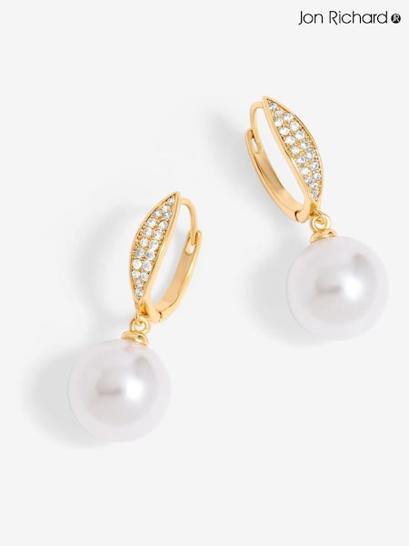 Jon Richard Gold Tone Cubic Zirconia Hoop Earrings (F51386) | €27