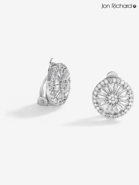 Jon Richard Silver Tone Cubic Zirconia Baguette Stud Clip Earrings (F51392) | €25