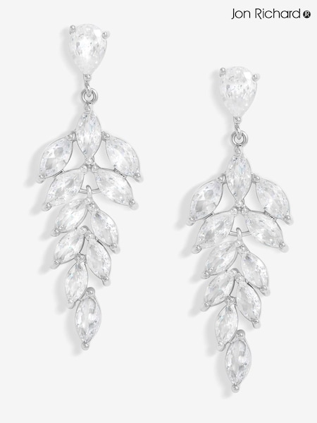Jon Richard Cubic Zirconia Leaf Drop Earrings (F51393) | ‏101‏₪