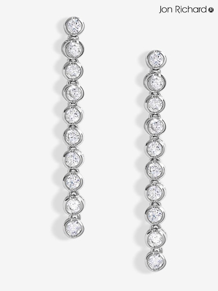 Jon Richard Silver Tone Cubic Zirconia Tennis Earrings (F51395) | €32