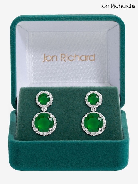 Jon Richard Emerald Double Halo Earrings (F51398) | ‏101‏₪