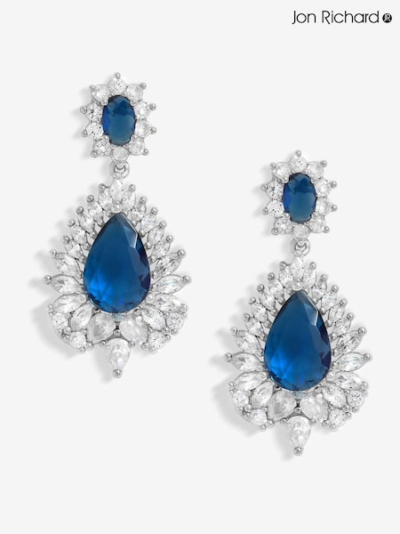 Jon Richard Silver Tone Cubic Zirconia Sapphire Statement Earrings (F51401) | €32