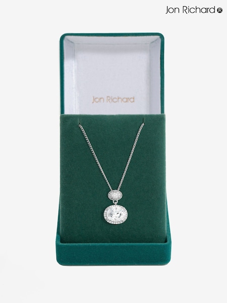 Jon Richard Cubic Zirconia Micro Pave Oval Gift Boxed Pendant (F51408) | €39