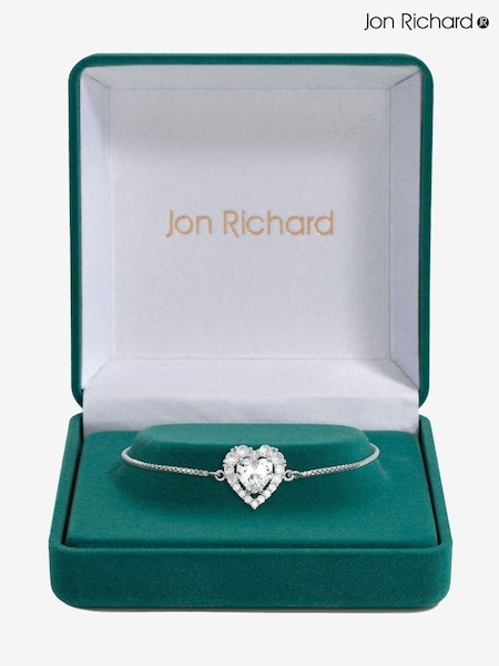 Jon Richard Silver Tone Cubic Zirconia Heart Toggle Gift Boxed Bracelet (F51411) | €36