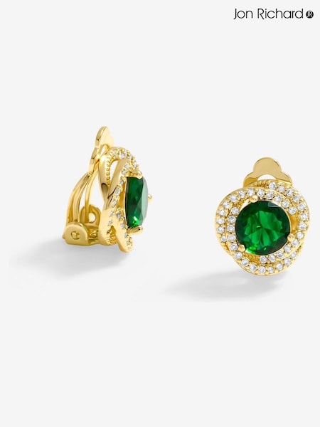Jon Richard Gold Tone Emerald Twist Halo Clip Earrings (F51412) | € 31