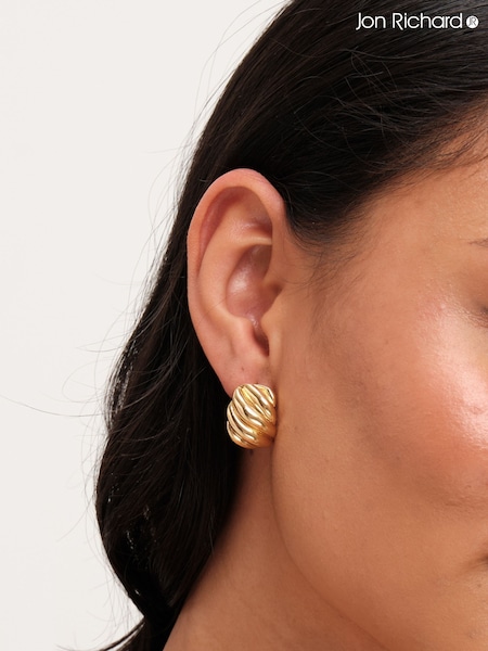 Jon Richard Silver Tone Large Ridge Hoops Earrings (F51418) | €36