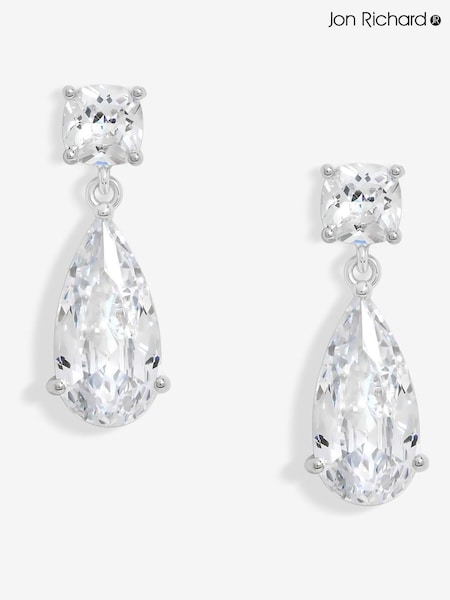 Jon Richard Silver Tone Cubic Zirconia Mixed Stone Peardrop Gift Boxed Earrings (F51422) | 124 QAR