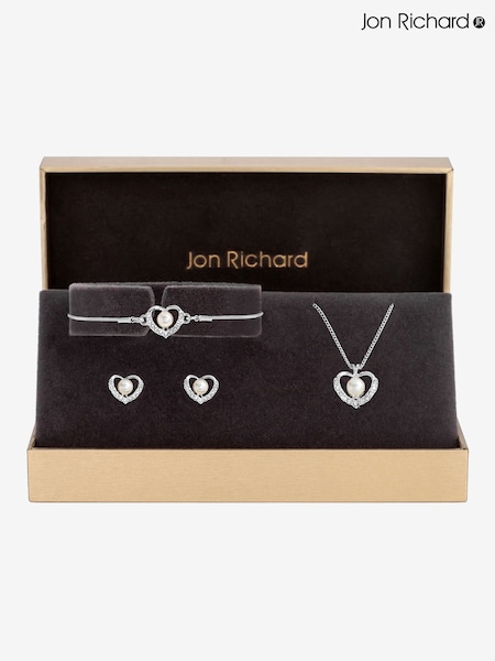 Jon Richard Tone Pearl Crystal Heart Trio Set (F51424) | €39