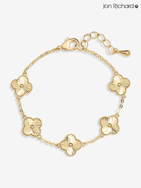 Jon Richard Gold Tone Diamond Cut Clover Bracelet (F51425) | €32