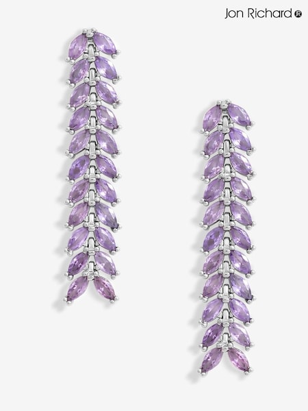 Jon Richard Silver Tone Lavender Leaf Earrings (F51443) | €25