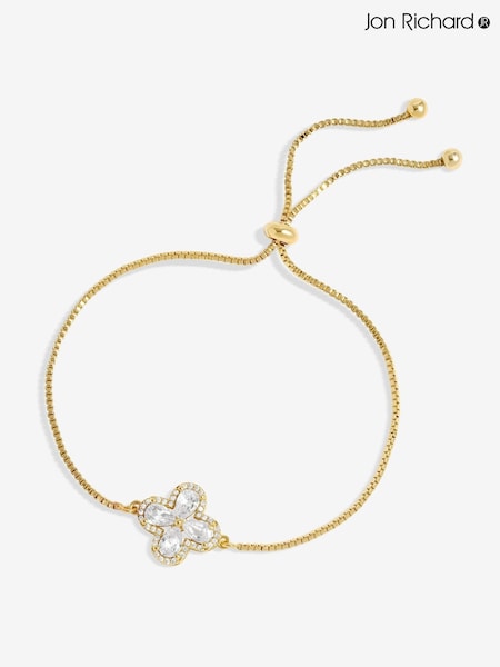 Jon Richard Gold Tone Cubic Zirconia Clover Toggle Gift Boxed Bracelet (F51449) | €32
