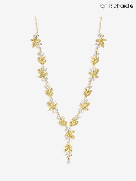 Jon Richard Gold Tone Cubic Zirconia Leaf Print Necklace (F51461) | €63