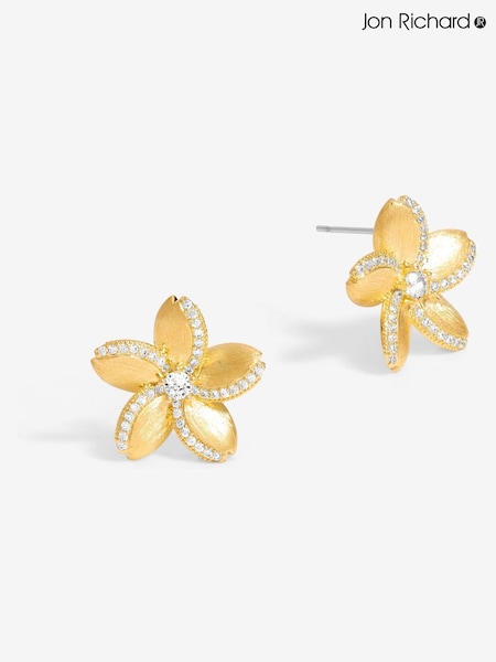 Jon Richard Gold Tone Satin Floral Earrings (F51462) | €29