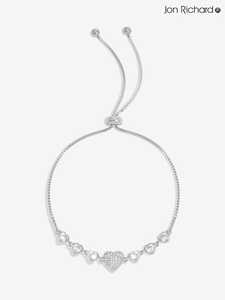 Jon Richard Silver Tone Cubic Zirconia Micro Pave Heart Toggle Gift Boxed Bracelet (F51463) | €36