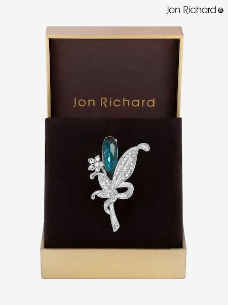 Jon Richard Silver Tone Blue Floral Gift Boxed Brooch (F51466) | €29