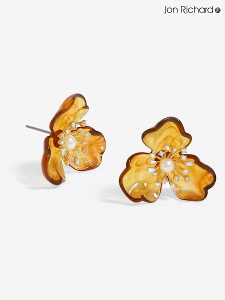 Jon Richard Flower Resin Earrings (F51467) | ‏101‏₪