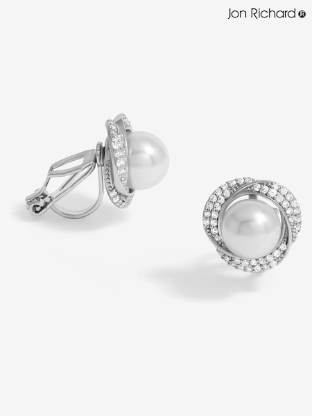 Jon Richard Cubic Zirconia Pearl Clip Earrings (F51468) | €32