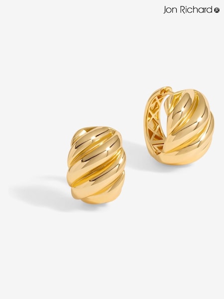 Jon Richard Gold Tone Large Ridge Hoops Earrings (F51473) | €32