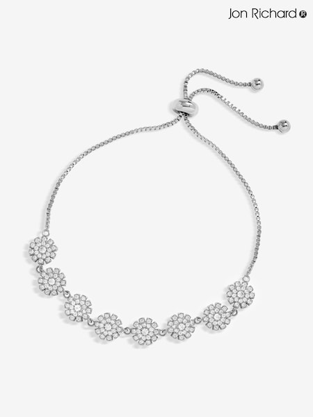 Jon Richard Silver Tone Cubic Zirconia Mini Flower Toggle Bracelet (F51474) | €32
