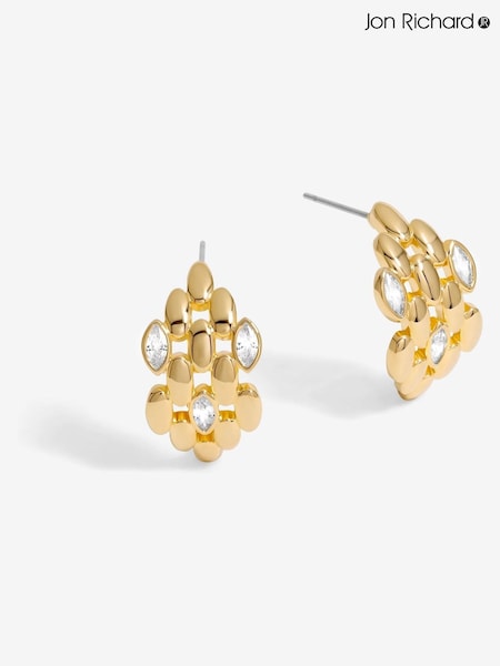 Jon Richard Gold Tone Cubic Zirconia And Polished Chain Hoops Earrings (F51561) | €22.50