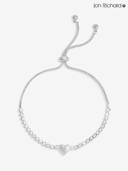 Jon Richard Silver Tone Polished Heart And Crystal Toggle Bracelet (F51571) | €26
