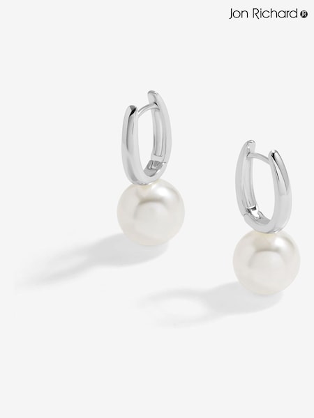Jon Richard Silver Tone Hoop Pearl Earrings (F51577) | €24