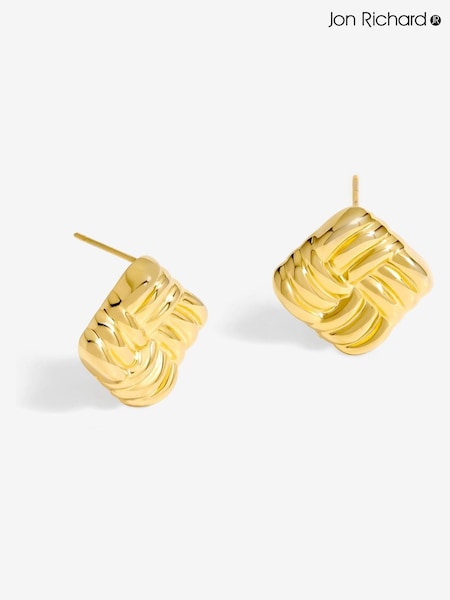 Jon Richard Gold Tone Square Ridge Earrings (F51583) | €28