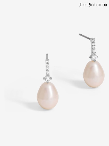 Jon Richard Silver Tone Cubic Zirconia And Pearl Stick Earrings (F51585) | € 28