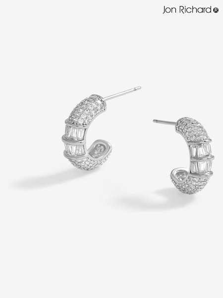 Jon Richard Silver Tone Cubic Zirconia Micro Pave Mini Hoop Earrings (F51590) | €22.50