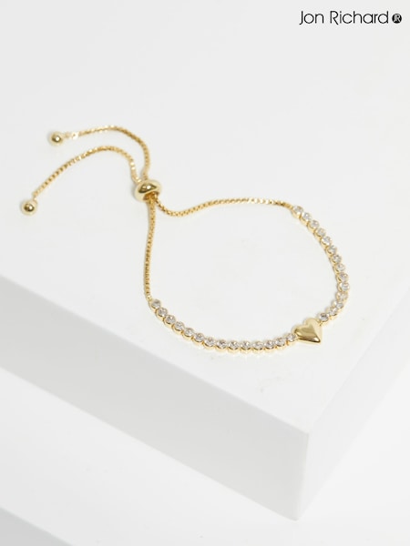 Jon Richard Gold Tone Polsihed Heart And Crystal Toggle Bracelet (F51596) | €24