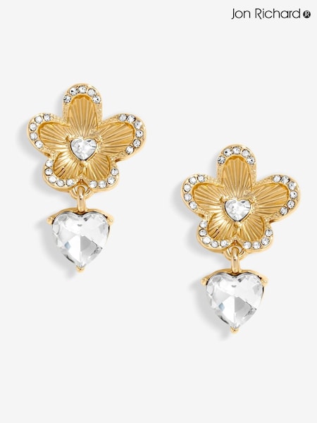 Jon Richard Gold Tone Floral And Cubic Zirconia Earrings (F51605) | €22.50