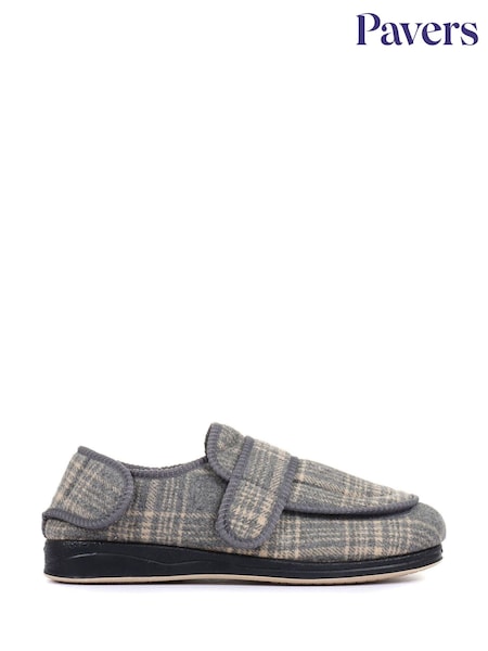 Pavers Grey Touch Fasten Slippers (F51656) | €40